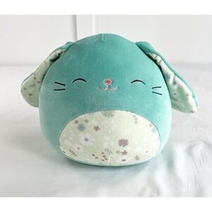 New Squishmallows Regan the Teal Easter Bunny‎ 7" Plush Flower Print